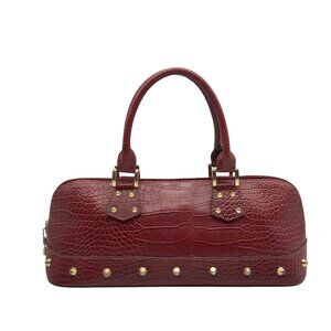 Unbranded Red Leather Croc-Embossed Shoulder Bag
